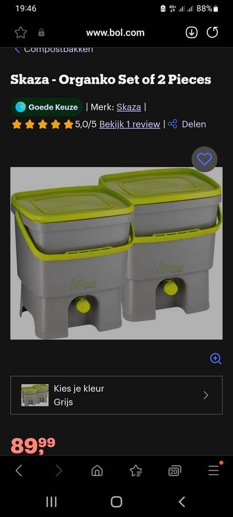 2 compostbakken Bokashi Organko - Skaza, Huis en Inrichting, Woonaccessoires | Prullenbakken, Gebruikt, Kunststof, Minder dan 50 cm