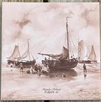 Tegel Katwijk J.C.v. Humik 1831 vissersschepen op strand, Ophalen of Verzenden