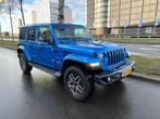 Jeep Wrangler Unlimited 4xe 380 Sahara Sky-One CABRIO, Auto's, Jeep, Automaat, Zwart, 4 cilinders, Blauw