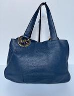 MICHAEL KORS Blauw goud logo leer schouder tas bag, Ophalen of Verzenden, Zo goed als nieuw, Blauw, Schoudertasje