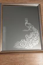 Supermooie! Grote Vintage spiegel met gegraveerde pauw, Antiek en Kunst, Ophalen