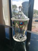 Art Deco Bonbonnière, handgeschilderd Haida Fachschul glas., Ophalen