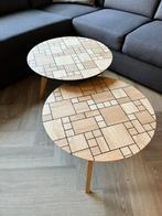 Stoere salontafel rond – Eikenhout met epoxy | Handgemaakt, Huis en Inrichting, Tafels | Salontafels, 50 tot 100 cm, Rond, Nieuw