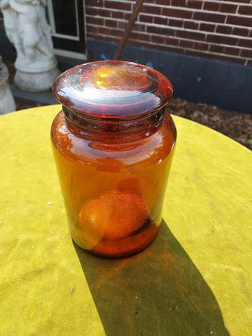 Oude Apothekerspot, bruin glas met stop. beschikbaar voor biedingen