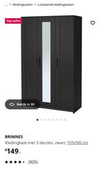 BRIMNES kledingkast 3 deuren IKEA zwart, Ophalen, 100 tot 150 cm, Zo goed als nieuw, 150 tot 200 cm