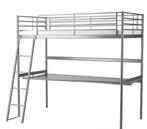 Free Twin Size Loft bed frame with desk top-Good Condition, Grijs, Gebruikt, Eenpersoons, Metaal