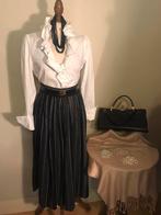 SYNONYME PARIS FRANSE VINTAGE MIDI ROK DARK BLUE, Kleding | Dames, Maat 38/40 (M), Zo goed als nieuw, Onder de knie, SYNONYME PARIS