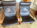 Ikea POÄNG met kussens GLOSE leder (2), Huis en Inrichting, Fauteuils, Ophalen, Gebruikt, 75 tot 100 cm, Leer