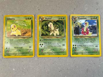 Pokemonkaarten Chikorita, Bayleef, Meganium beschikbaar voor biedingen