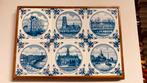 Delfts blauwe tegels wandbord Rotterdam 30 x 45 cm, Antiek en Kunst, Antiek | Wandborden en Tegels, Ophalen of Verzenden