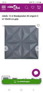 3D wandpanelen origami , 50 x 50 cm, Ophalen of Verzenden, Minder dan 10 m², Grijs