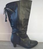 Zwarte leren laarzen maat 40, Ophalen of Verzenden, Zo goed als nieuw, Zwart, Hoge laarzen