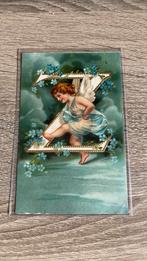 Oude ansichtkaart Engel Letter Z Jugendstil reliëf, Ophalen of Verzenden, Voor 1920, Ongelopen, Overige thema's