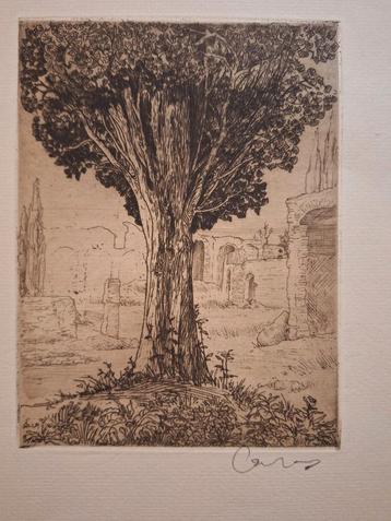 Ets met Boom en Ruïnes beschikbaar voor biedingen