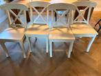 Eetkamerstoelen wit hout 4 stuks t.e.a.b., Huis en Inrichting, Stoelen, Ophalen, Gebruikt, Wit, Landelijk