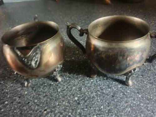 Mooi antiek suiker en melk stelletje merk leonard zilver aan, Antiek en Kunst, Antiek | Servies los, Ophalen of Verzenden
