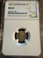 5 cent 1827 MS65 NGC, Zilver, Ophalen of Verzenden, Koning Willem I, Losse munt