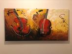 Violen op canvas, Ophalen