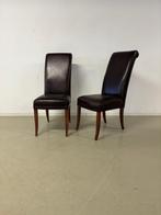 Eetkamerstoelen, 2 stuks, in volnerf rundleder, Huis en Inrichting, Stoelen, Ophalen, Twee, Bruin, Leer