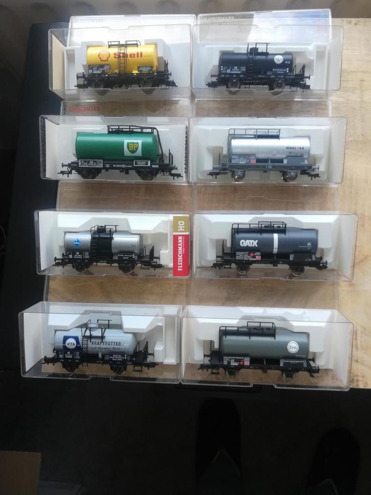 Fleischmann H0. DB Ketelwagons. 8 stuks. Zeer goede staat., Hobby en Vrije tijd, Modeltreinen | H0, Zo goed als nieuw, Wagon, Gelijkstroom