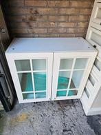 Keuken boven kast hangkast wandkast glas en hout 80x37x70, Ophalen, Wit, 50 tot 100 cm, Zo goed als nieuw