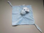 Bambino Mundia lichtblauw/wit pluche knuffeldoek konijn, Ophalen of Verzenden, Zo goed als nieuw, Konijn