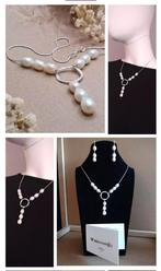 Zilveren halsketting met parels. Kerstcadeau., Ophalen of Verzenden, Nieuw, Zilver, Zilver