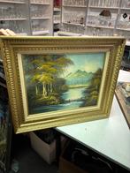 Landschapsschilderij met gouden lijst, Ophalen