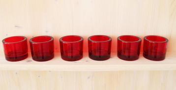 3 setjes sfeerlichtjes  van stevig, dieprood glas (nieuw) beschikbaar voor biedingen
