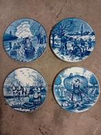 delfs blauw 2 x vaas en 7 borden bord jaargetijden bloemen, Antiek en Kunst, Antiek | Wandborden en Tegels, Ophalen