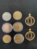 2 pendanten en 6 dubbelzijdige munten Mi Moneda, Overige voorstellingen, Ophalen of Verzenden, Zo goed als nieuw, Goud