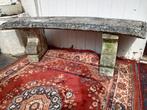 2 brocante tuintafels rond beton + 2 bankjes, Ophalen of Verzenden