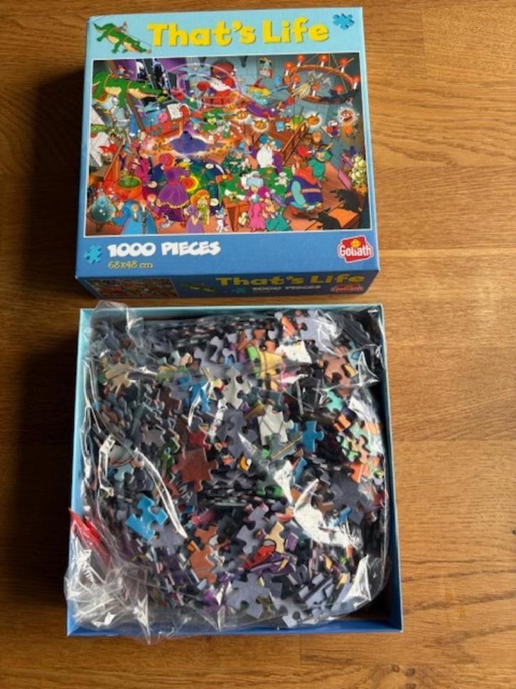 That's Life, blauw doosje nr 919262 1000 pieces, Goliath, Hobby en Vrije tijd, Denksport en Puzzels, Gebruikt, Legpuzzel, 500 t/m 1500 stukjes
