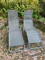 Ligstoelen - ligbedden, Set van 2, inklapbaar, Tuin en Terras, Ligbedden, Ophalen, Gebruikt, Metaal, Verstelbaar
