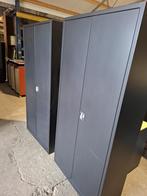 Zwarte metalen draaideurkasten met 4 legborden, 92 breed, Ophalen, Gebruikt, 50 tot 100 cm, Metaal
