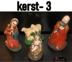 Kerst-3 -- 4 Delige handbeschilderde Kerstbeelden van gips, Diversen, Kerst, Ophalen of Verzenden, Zo goed als nieuw