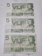 Nederland 3x 5 Gulden Biljet - 1966, Postzegels en Munten, Bankbiljetten | Nederland, Ophalen of Verzenden, 5 gulden
