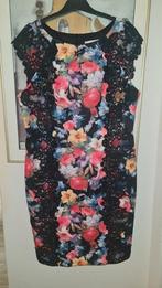 ZGAN Stretchy zwarte floraldress JOSEPH RIBKOFF D/NL 44, Verzenden, Zwart, Maat 42/44 (L), Zo goed als nieuw