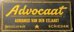 reclame bord Adrianus van den Eelaart Schiedam, Ophalen of Verzenden, Gebruikt, Reclamebord