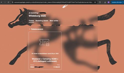 Twee weekendtickets voor uitverkocht Wildeburg festival, Tickets en Kaartjes, Evenementen en Festivals, Twee personen, Meerdaags