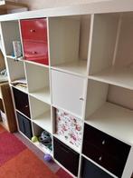 kallax kast ikea, 4-laags, incl lades, deurtjes en manden, Ophalen, Overige materialen, Gebruikt, Met deur(en)