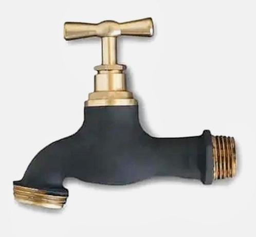 Vintap Klassieke Buitenkraan - Mat Zwart met Messing, Tuin en Terras, Buitenkranen, Nieuw, Ophalen of Verzenden