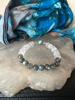 Bergkristal fire and ice iriskwarts labradoriet beschermt, Ophalen of Verzenden, Nieuw, Elastiek, Met edelsteen