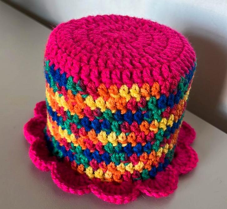 Toiletrolhoedje gedhaakt regenboog roze hoesje retro, Auto diversen, Auto-accessoires, Nieuw, Ophalen of Verzenden