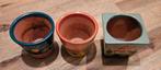 3 kleine plantenpotjes met een leuk design, Tuin en Terras, Bloempotten, Rond, Binnen, Ophalen of Verzenden, Zo goed als nieuw
