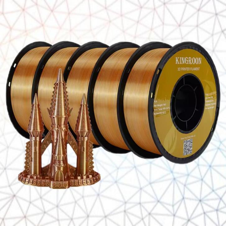 Kingroon 3D filament triple PLA Goud Zilver Koper, Computers en Software, 3D-printerbenodigheden, Nieuw, Ophalen of Verzenden