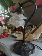Sfeervol Bijzetlampje met Bloemendesign, Vintage, Ophalen of Verzenden, Zo goed als nieuw, Glas