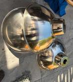 3 aluminium reflectoren kappen met porseleinen fittingen, Ophalen, Zo goed als nieuw