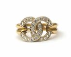 Een 14 krt. bicolor gouden ring bezet met diamant, Ophalen of Verzenden, Dame, Goud, Goud