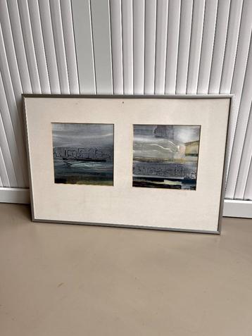 Blauwe schilderijtjes van Gerda Hulsinga - Fries landschap beschikbaar voor biedingen